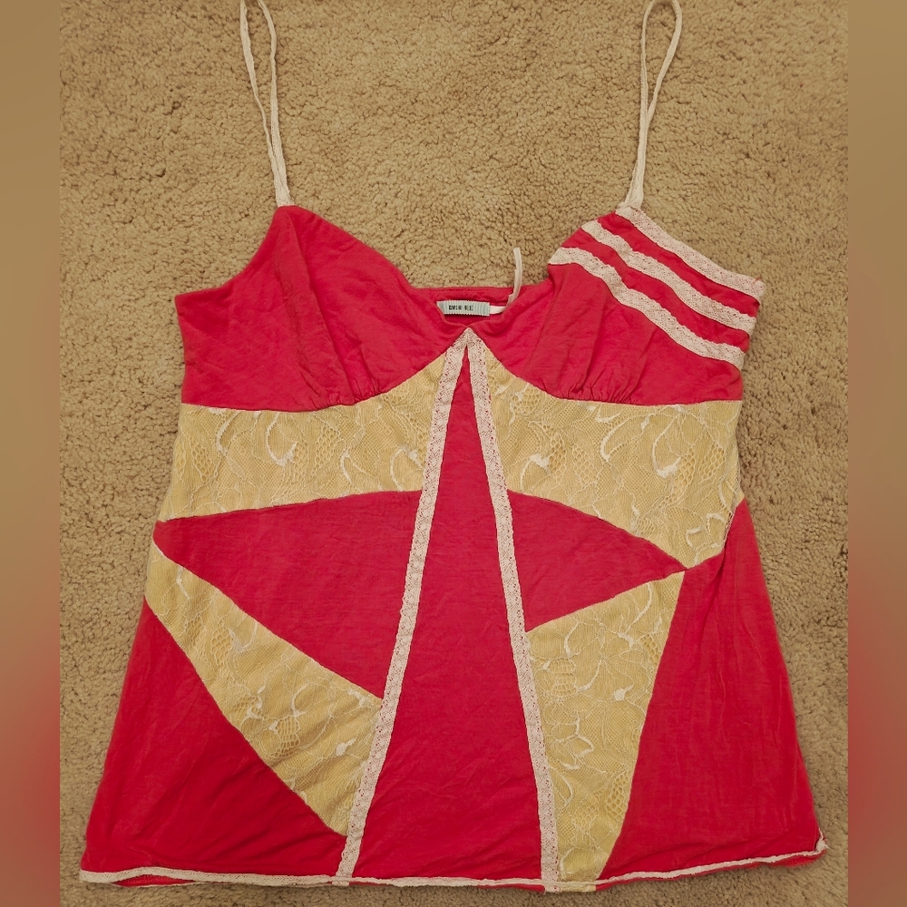 Y2K Kimchi Blue Patchwork Multi Pattern Cami Tank… - image 8